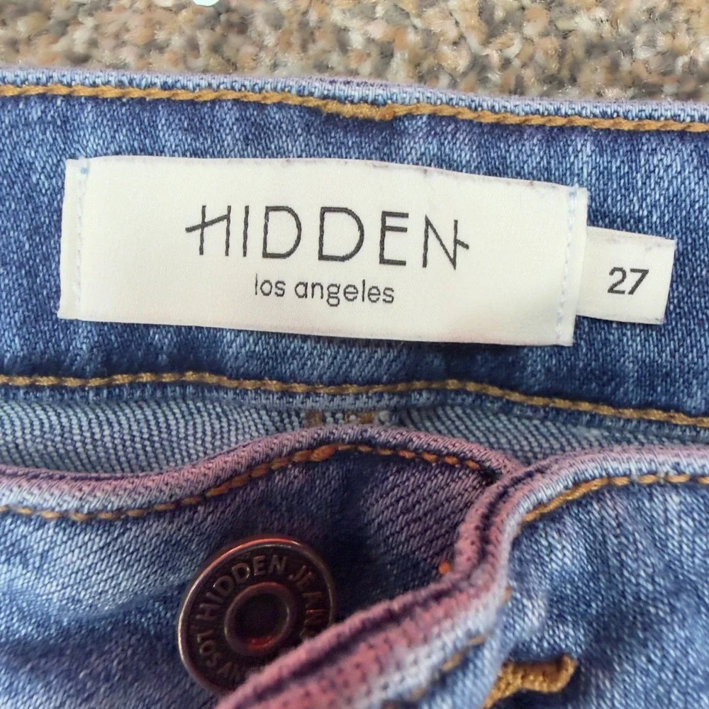 Hidden Jeans Los Angeles High Rise Straight Leg Raw Hem Blue Denim Size 27